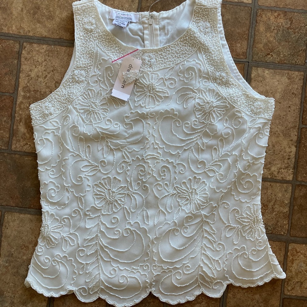 Dress Barn white beaded top
